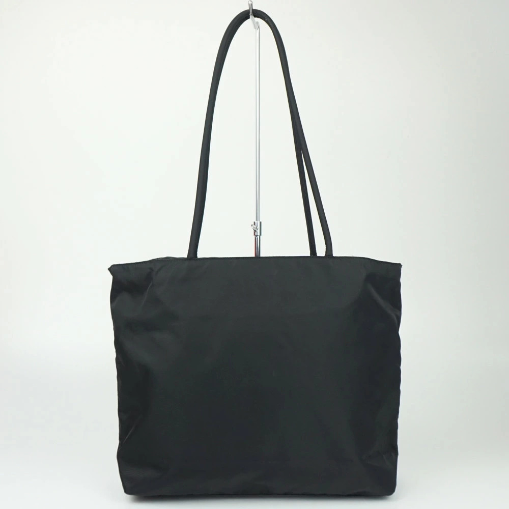 Prada tote bag black shoulder triangular plate
